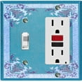 thumbnail image 1 of Metal Light Switch Plate Cover Elegant Antique Floral Tile Frame Teal FLW080, 1 of 13