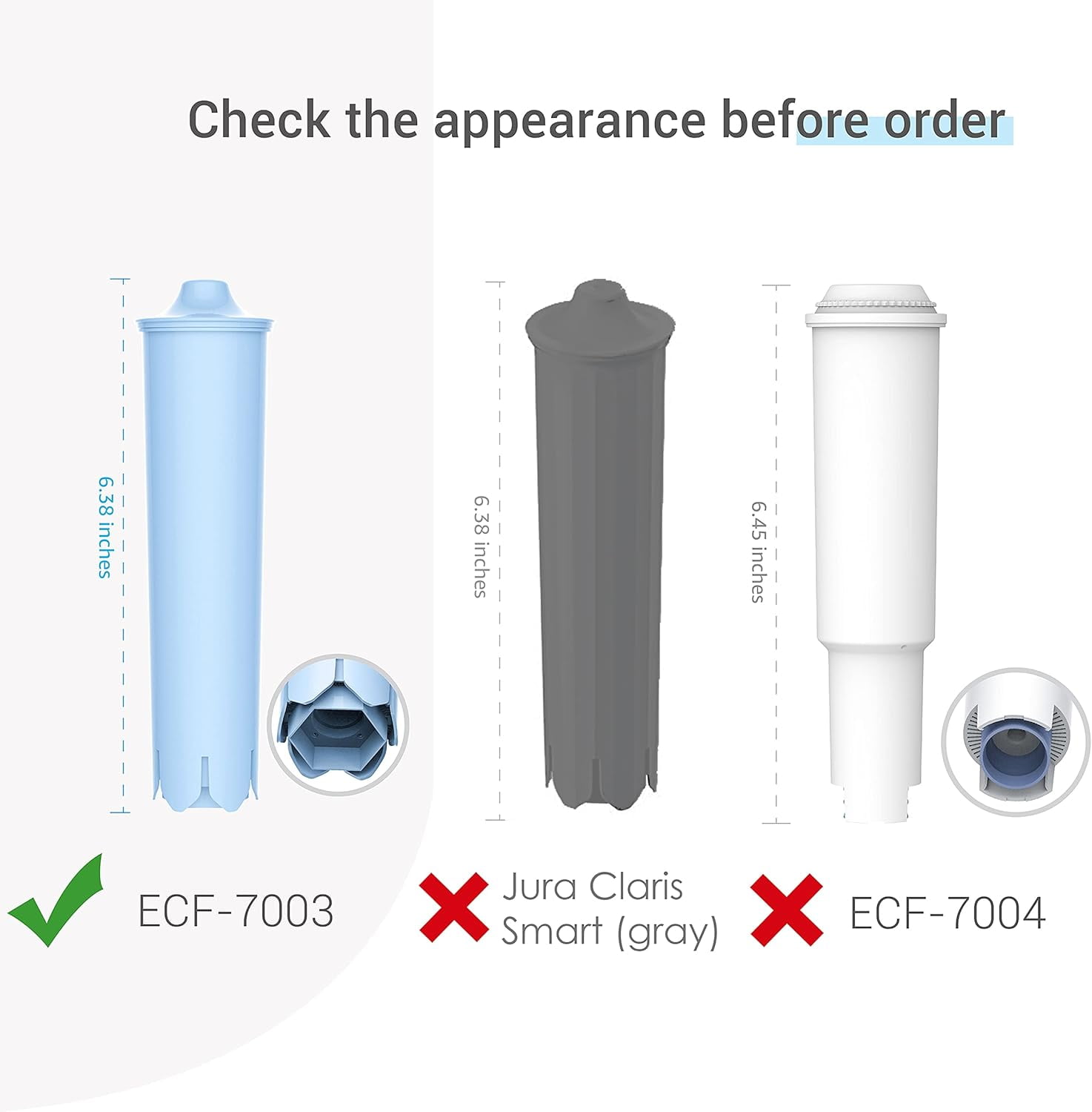 EcoAqua Replacement Coffee Filter, Replacement for Jura® Filter, Jura® Clearyl/Claris Blue Capresso® Clearyl Coffee Machine Water Filter, (Pack of 6)