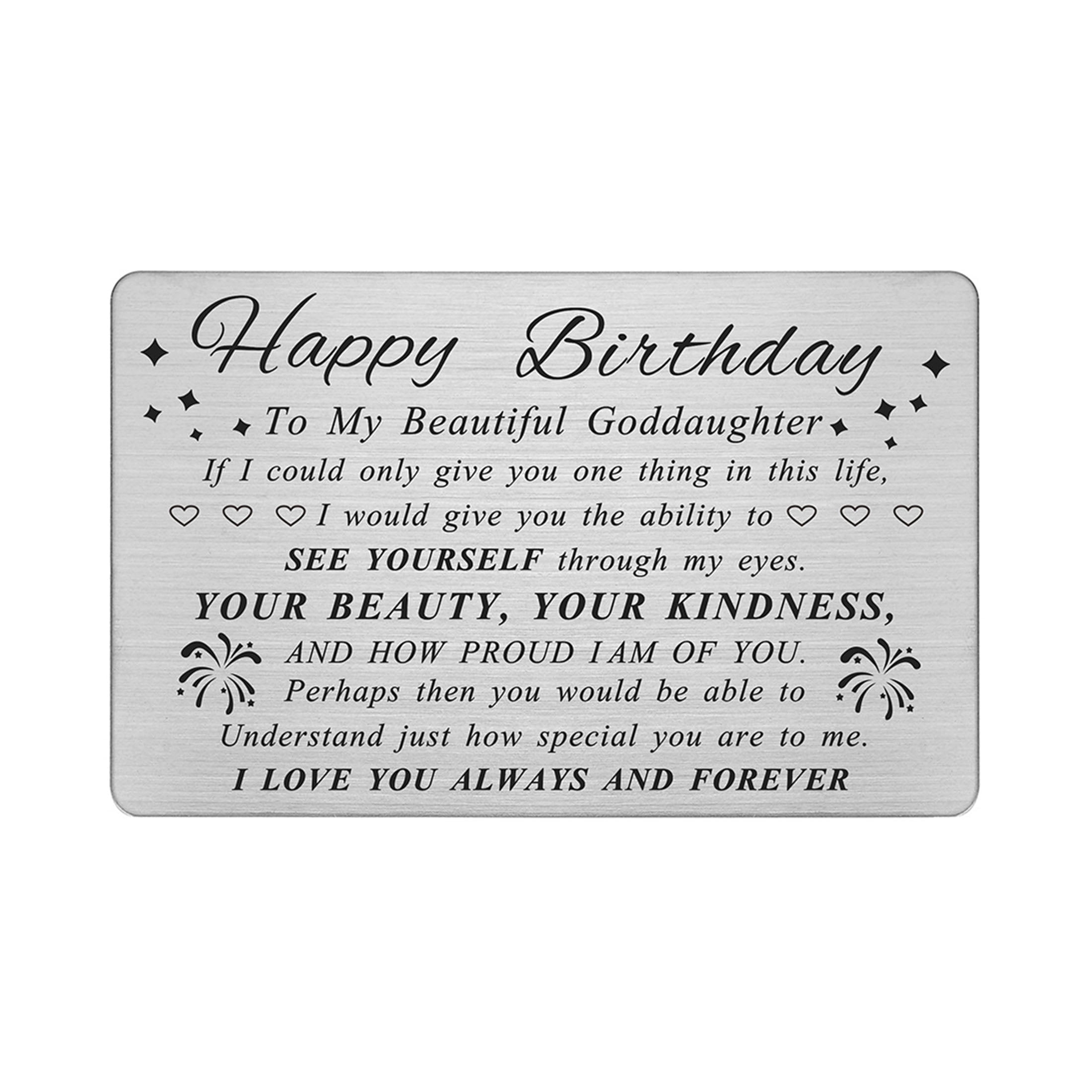 Degasken Goddaughter Happy Birthday Card Metal Engraved Gift For Goddaughter ay Walmart Com