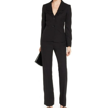 Le Suit - Le Suit NEW Deep Black Women's 2P Petite Ruffled-Collar Pant ...