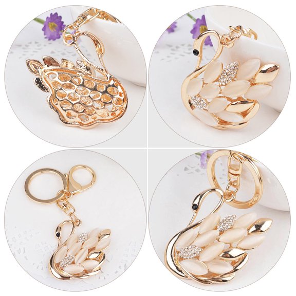 GOOHOCHY 1Pack Elegant Rhinestone Swan Keychain For Backpack Charms And Hanging Ornament