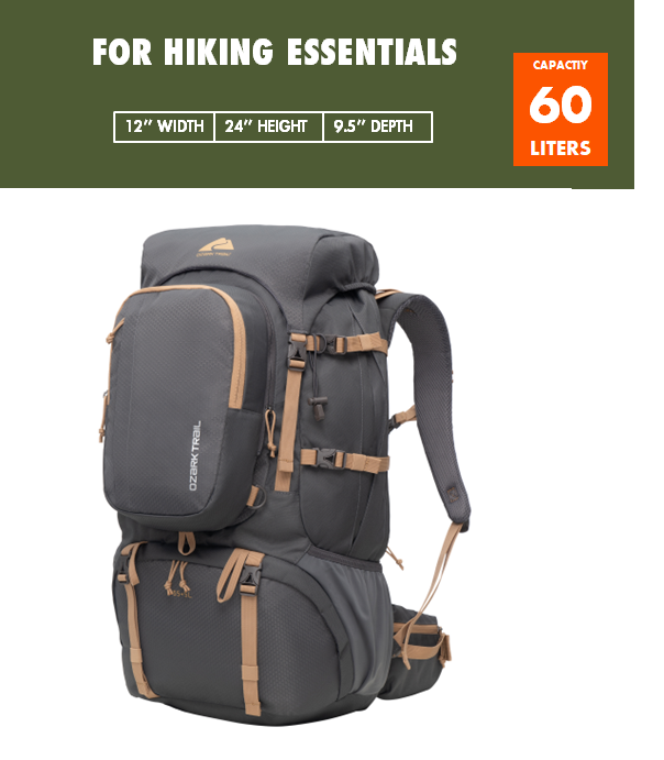Ozark Trail Adult 60L Hiking Backpack with Front Sling photo 2