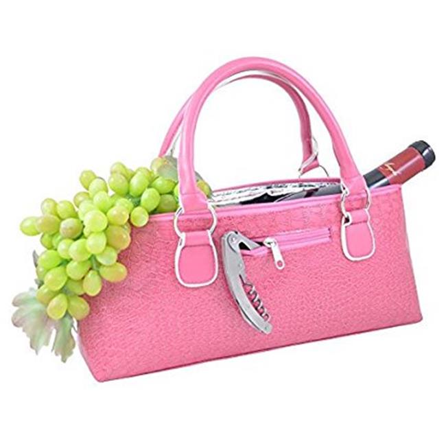 Wine Clutch Croc Insulated Single Bottle Wine Tote, Pink