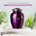 thumbnail image 4 of Ottillie Paws Series Pet Cremation Urn - Large, Amethyst Purple Painted Finish/Horizontal Pewter Paws, 4 of 4