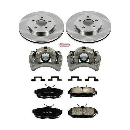 PowerStop Rear Stock Replacement Brake Pad and Rotor Kit with Calipers Fits: FORD Select Models KCOE5941