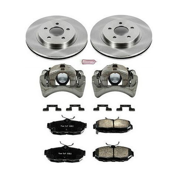 PowerStop Rear Stock Replacement Brake Pad and Rotor Kit with Calipers Fits: FORD Select Models KCOE5941