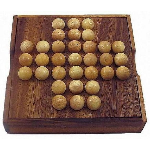 Solitaire Marble - Wooden Brain Teaser Game