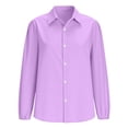 thumbnail image 4 of Purple Blouse for Women Plus Size Button Up Shirt Long Sleeve Puff Sleeve Relaxed Fit V-Neck Casual & Work Top,Size L, 4 of 8