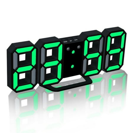 3D LED Digital Clock Glowing Night Mode Brightness Adjustable Electronic Table Clock 24/12 Hour Display Alarm Clock Wall