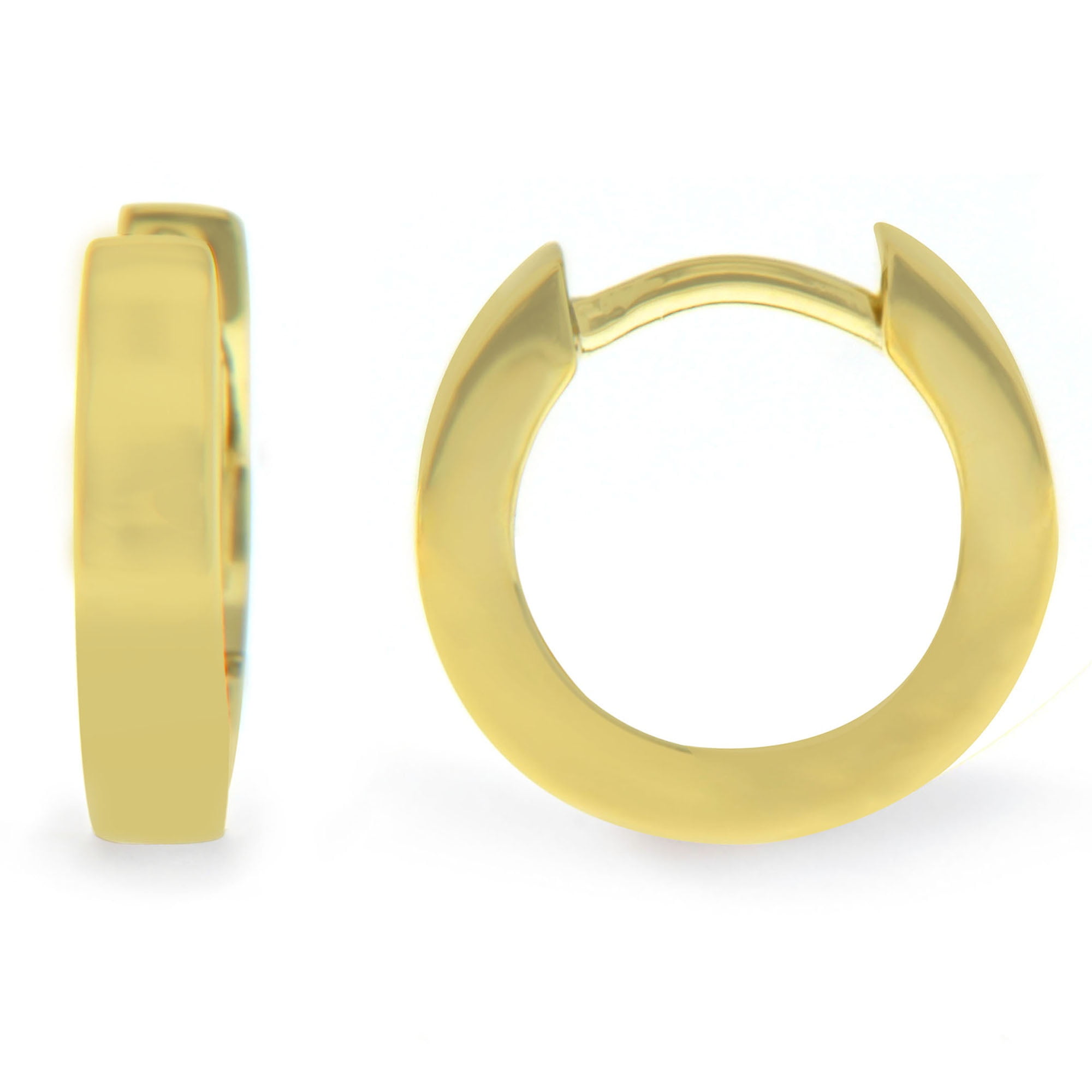 14K Solid yellow Gold Huggie Hoop Earrings 3-2y Cubic Zirconia