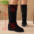 thumbnail image 6 of Domuza Women's Slouchy Knee High Boots, Faux Suede Buckle Decor Low Block Heel Tall Boots, Non-Slip Ruched Casual Winter Boots for Daily Commuting Walking Outdoor Wear Black 5.5（EU-36）, 6 of 7