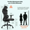 thumbnail image 5 of COOLHUT Ergonomic Office Chair, High Back Adjustable Computer Desk Chair with Lumbar Support, 300lb, Black-C, 5 of 10