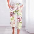thumbnail image 2 of QATAINLAV Women's Boho Floral Print Capri Pants with Pockets Summer Casual Loose Fit Drawstring High Waist Capris Straight Leg Beach Cropped Trousers Multicolor S Sale of The Day, 2 of 6