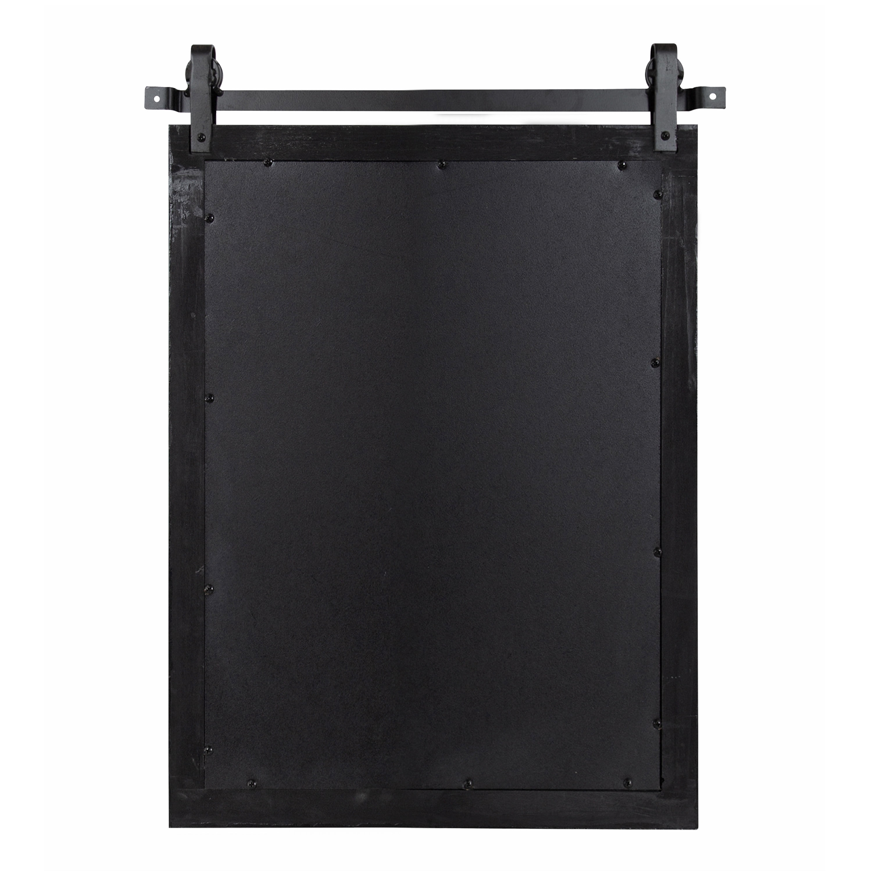 Kate and Laurel Cates Farmhouse Wood Framed Wall Mirror, 18 x 26, Black, Barn Door-Inspired Rustic Mirrors for Wall