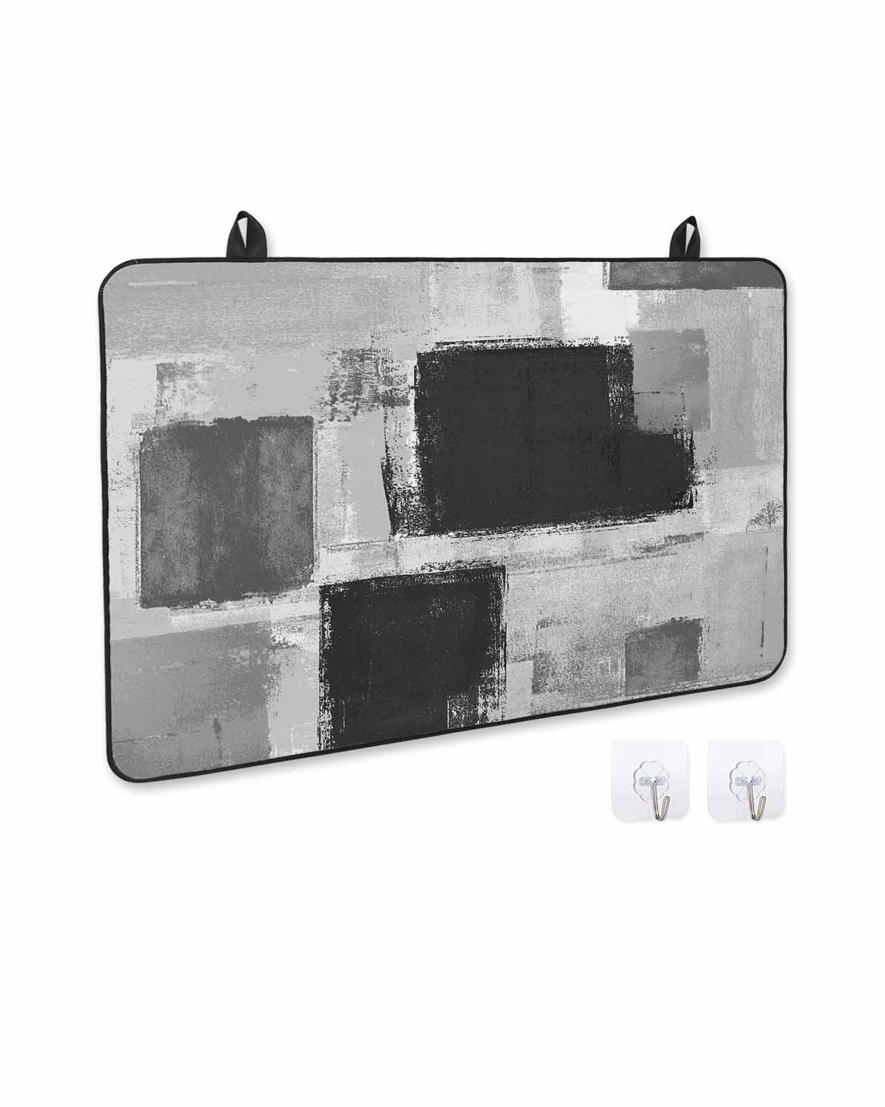 nqOlkjepod Large Induction Cooktop Protector Mat 36"x21", Black Grey Ombre Stove Top Covers for Electric Stove, Vintage Abstract Smear Aesthetics Stove Burner Cover Mats, Glass Top Stove Cover