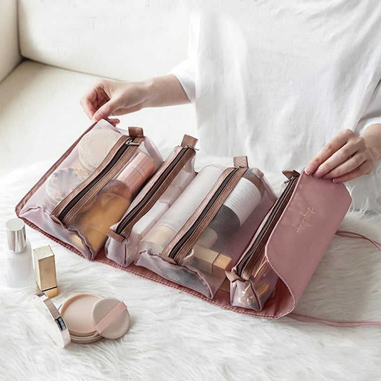 4-IN-1 Foldable Makeup Bags Set, Roll-up Compact Toiletry Bag Travel  Organizer, Four Detachable Compartments Quickly Organize Bags