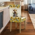 thumbnail image 4 of COEQINE Stretchable Slipcovers for Parsons Chairs Set of 1, Machine Washable Chair Protector, Keep Your Chair Away from Dust Stain and Pet Claws for Home Decor, Highland Cow Sunflower Butterfly, 4 of 7