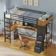 thumbnail image 5 of AOGLLATI Loft Bed Twin Size with Hall Tree and Charging Station, Black, 5 of 10