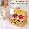 thumbnail image 3 of Homestead Bamboo Pantry Storage Bins, 3-Tier Stackable Open Front Baskets for Produce, Potato and Onion Storage with Handles, Set of 5, 3 of 7
