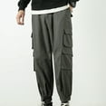thumbnail image 4 of Mens Sweat Pants, Men's Cargo Pants Relaxed Fit Sport Pants Jogger Sweatpants Drawstring Outdoor Trousers with Multi Pockets M-5XL, 4 of 6