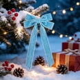thumbnail image 4 of OCCOA Velvet Bow Christmas Tree Wreath Decorative Pre-Tied Ribbon Ornament for Door Mantel Window Gift Wrapping Home Party Decor Xmas Present, Blue, 4 of 6