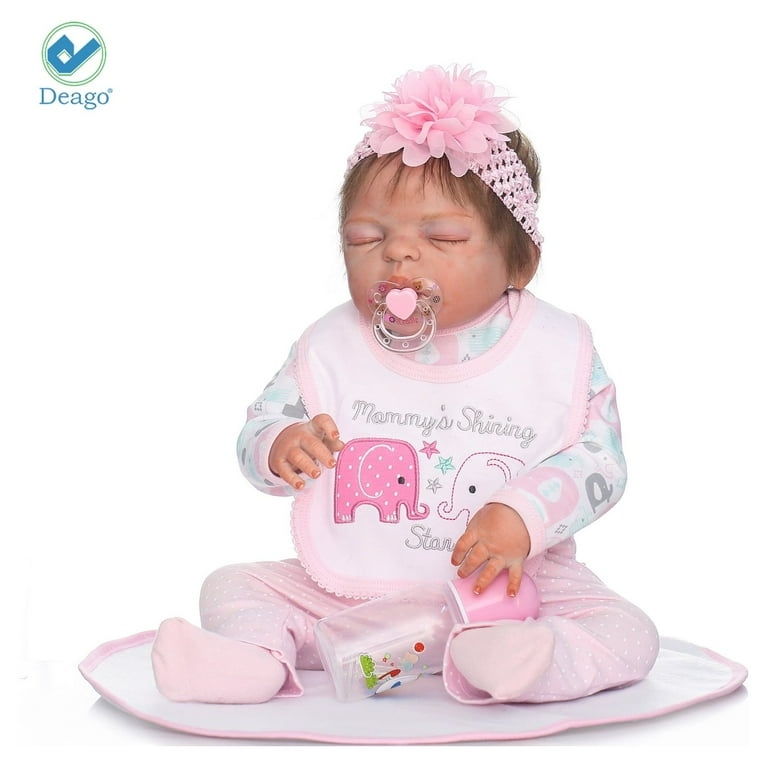 23'' Silicone Reborn Baby Doll Full Body Soft Vinyl Realistic Newborn Girl  Dolls