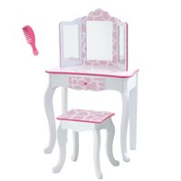Teamson Kids Giraffe Prints Gisele Vanity Table & Stool, Pink/White