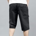 thumbnail image 4 of Men's 3/4 Cargo Shorts Knee Length Elastic Waist Shorts Long Capri Below the Knee Big and Tall Cargo Shorts with Multi-Pockets Casual Hiking Relaxed Fit Hiking Half Pants,Black 3XL, 4 of 4