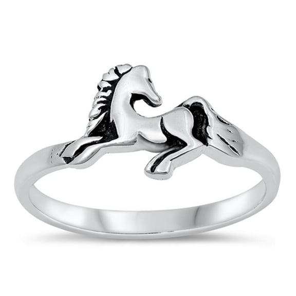 Classic Mustang Horse Ring .925 Cowgirl Sterling Silver Band Jewelry Female Male Unisex Size 7