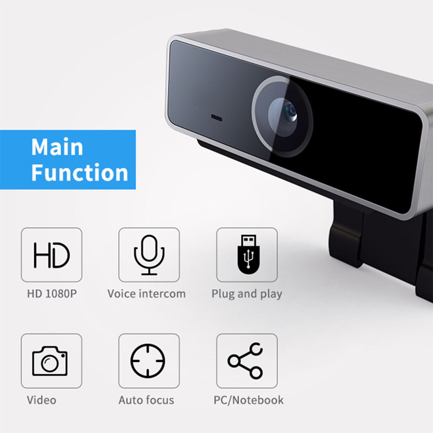 1080P Webcam USB PC Computer Webcam Auto Focus With Microphone 60-Degree Widescreen Desktop Laptop Webcam Live Streaming Webcam With Rotatable Clip For Live Broadcast Video Calling Conferencin