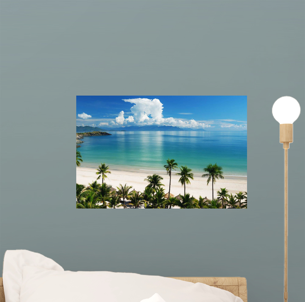 Beach Scene Tropics Pacific Wall Mural Decal Sticker, Wallmonkeys Peel