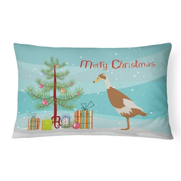 Carolines Treasures BB9232PW1216 Indian Runner Duck Christmas Canvas Fabric Decorative Pillow, Teal, 12H x16W,