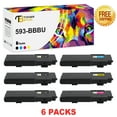 thumbnail image 1 of Toner Bank 6-Pack Compatible Toner for Dell 593-BBBU 593-BBBT 593-BBBS 593-BBBR Color Laser Printer C2660dn C2665dnf Printer Replacement Toner Ink 3x Black, Cyan, Magenta, Yellow, 1 of 7