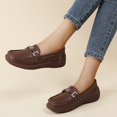 thumbnail image 4 of Willtoo Womens Wide Toe Loafers Slip On Casual Platform Walking Shoes Metal Buckle Lightweight Comfort Daily Work Loafers, 4 of 6