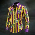 thumbnail image 4 of Mens Shirts Casual Carnival Festival Button Down Long Sleeve Top Breathable Party Holiday Outdoor Event Comfy Shirt for Men Purple XXXXXL, 4 of 4