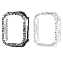 Dwitch 2-Pack Bling Compatible for Apple Watch Series Cases 45mm iWatch Series 9/8/7, Sparkle Bling Cover Diamond Bumper Protective Case for iWatch Series 9 8 7 (45mm, Pink/Black)