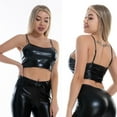 thumbnail image 2 of Lilgiuy Sales Women's Reflective Crop Tops Metallic Bustier Cami Outfits Girls Club Punk Tank Vest Rave Party Festival Short T, 2 of 8
