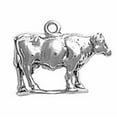 thumbnail image 1 of Sterling Silver 20" .8mm 3D Side Facing Full Body Free Standing Cow Cattle Bovine Pendant Necklace, 1 of 2