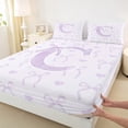 thumbnail image 3 of jejeloiu Personalized Gifts Bowtie Twin Sheet Sets,Letter C Twin Fitted Sheet,Purple White Bow Bowknot Flat Sheet,Lightweight Room Decoration,3pcs, 3 of 7
