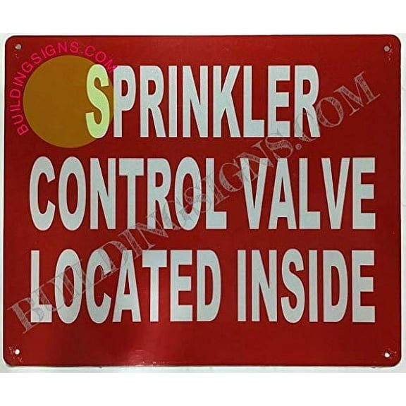Sprinkler Control Valve Located Inside Sign (Reflective,Aluminium, RED 10x12) (ref-2201)