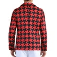 thumbnail image 3 of INSPIRE CHIC Men's Blazers Houndstooth Plaid  Contrast Color Slim Fit One Button Sports Coat S Red, 3 of 6