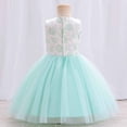 thumbnail image 4 of REORIAFEE Fashion Flower Girls Dress Wedding Party Bridesmaid Dress Sleeveless Embroidery Mesh Dress Gauze Dress Princess Dress Green 0-6 Months, 4 of 9