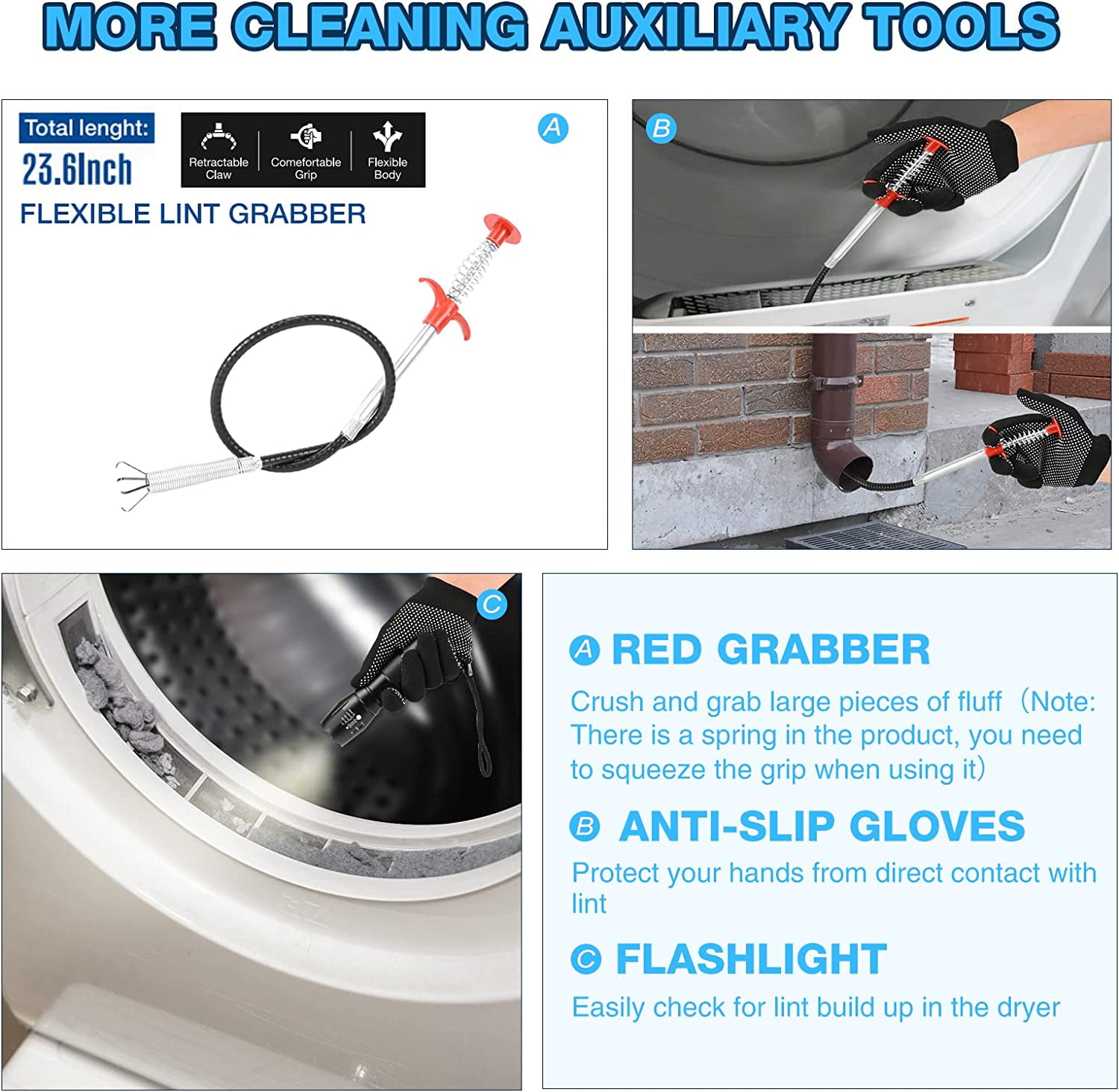 Boxlegend2 Pieces Dryer Vent Cleaner Kit, Dryer Lint Vacuum Attachment –  BoxLegend