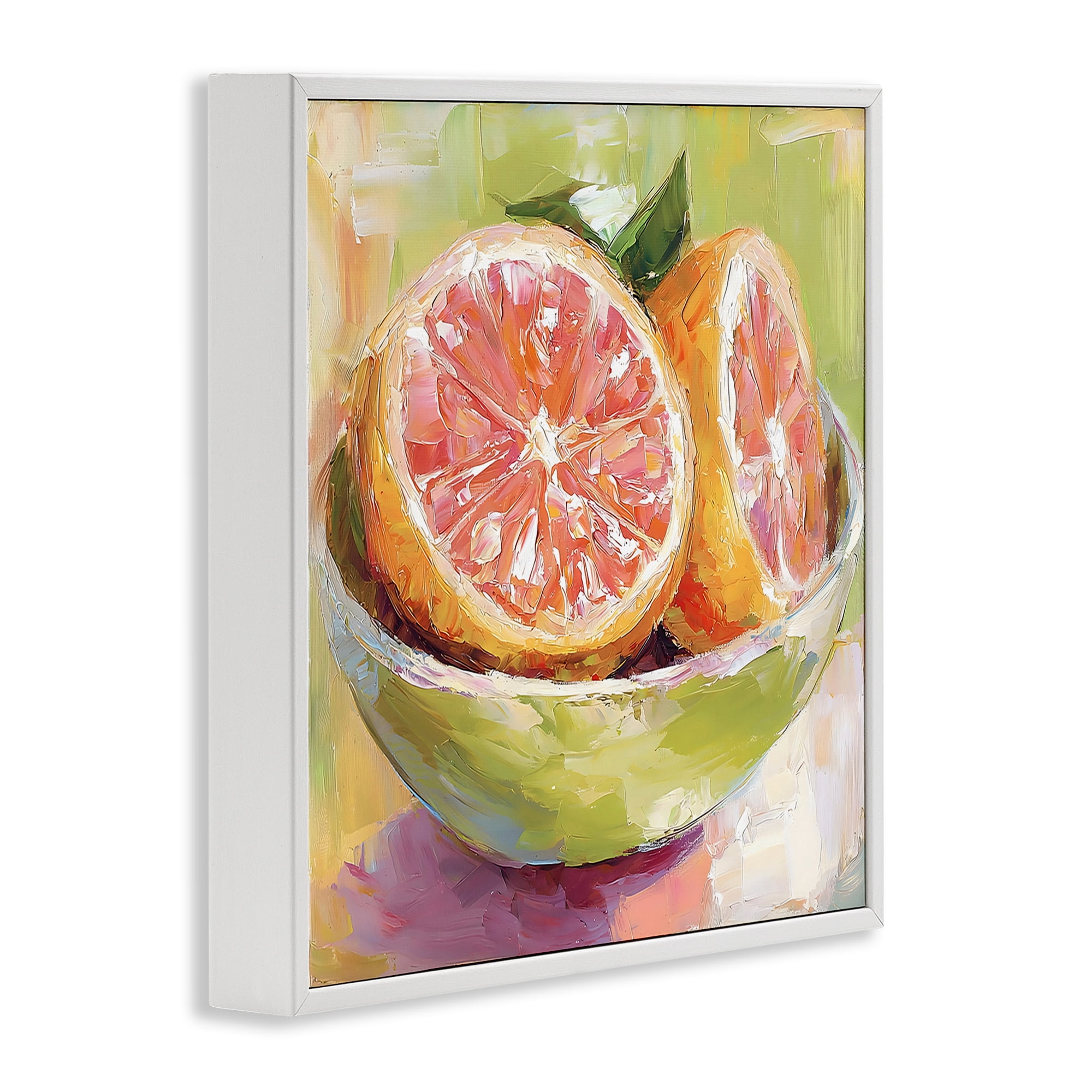Stupell Industries Sliced Grapefruit in Bowl White Framed Giclee Art, design by Riley B