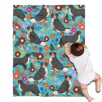 Bernese Mountain and Flower Blanket,Comfortable Soft Flannel Throw Blanket,All Season,Warm Lightweight Blankets for Sofa Bed Couch Living Room Chair,30"x40"(80x100cm)