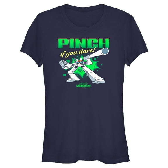 Junior's Dexter's Laboratory St. Patrick’s Day Pinch if You Dare  Graphic Tee Navy Blue Medium