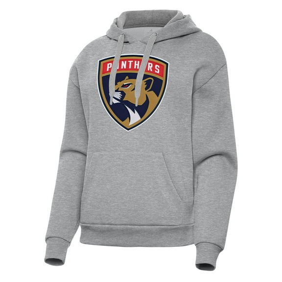 Women's Antigua Heather Gray Florida Panthers Victory Pullover Hoodie