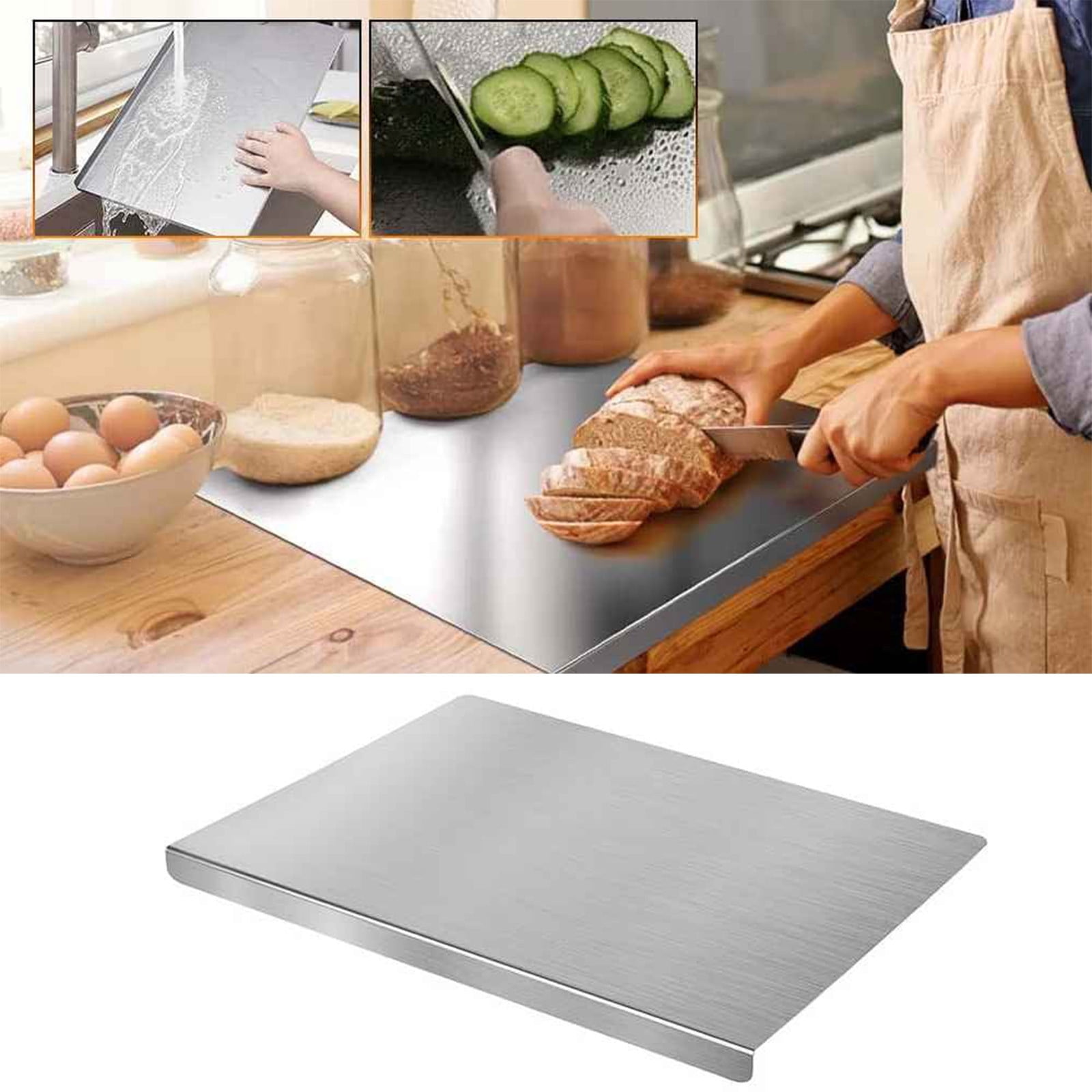 Stainless Steel Cutting Boards for Kitchen, Kneading Cutting Board Mats, Ideal for Meat, Fruits, Vegetables, Bread, and Baking Silver