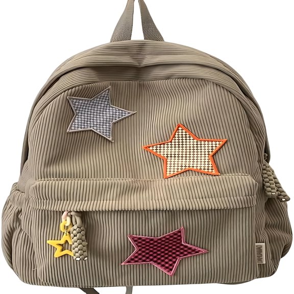 GASTROPOD Corduroy Backpack with Star Pattern, Trendy and Versatile, Fits 14'' Laptop Large Capacity Daily Commute (Khaki) Unisex