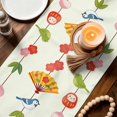 thumbnail image 3 of Spring Floral Table Runner 48 Inches, Green Botanical Summer Flower Birds Bed Runner Dresser Scarves Tabletop for Indoor Outdoor Parties/Ceremony/Banquet, 13" x 48", 3 of 9